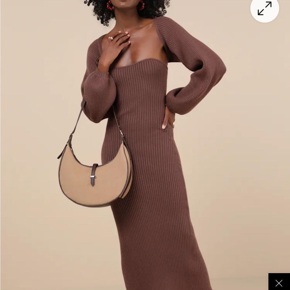 Lulus Brown two piece Knit Dress